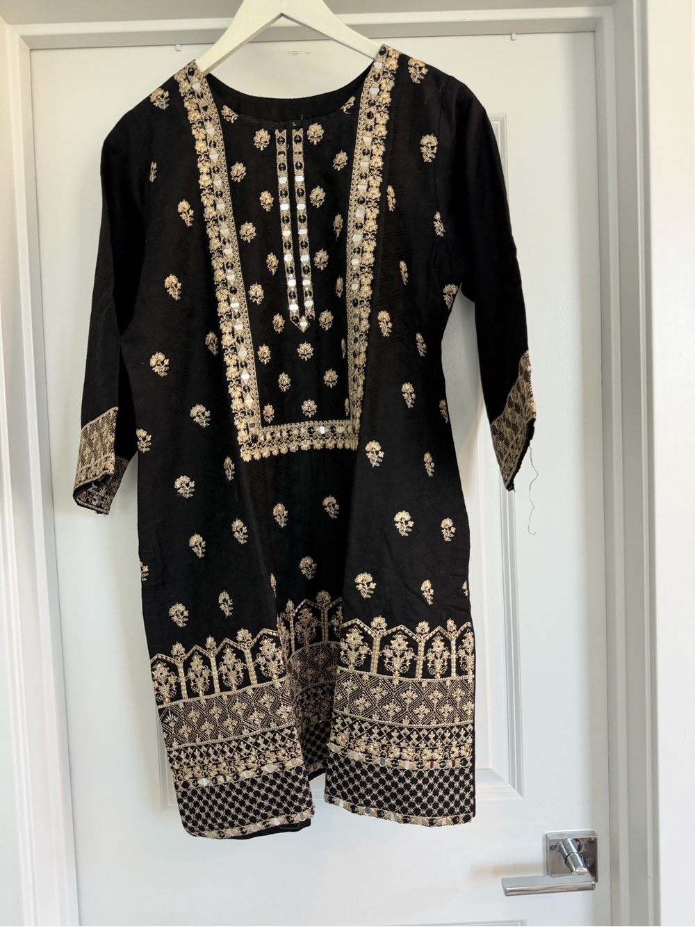 Elegant Black Kurta with Gold Embroidery